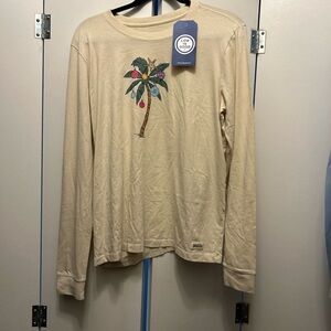 Life Is Good Cream Women's Crusher Tee Christmas Palm tree